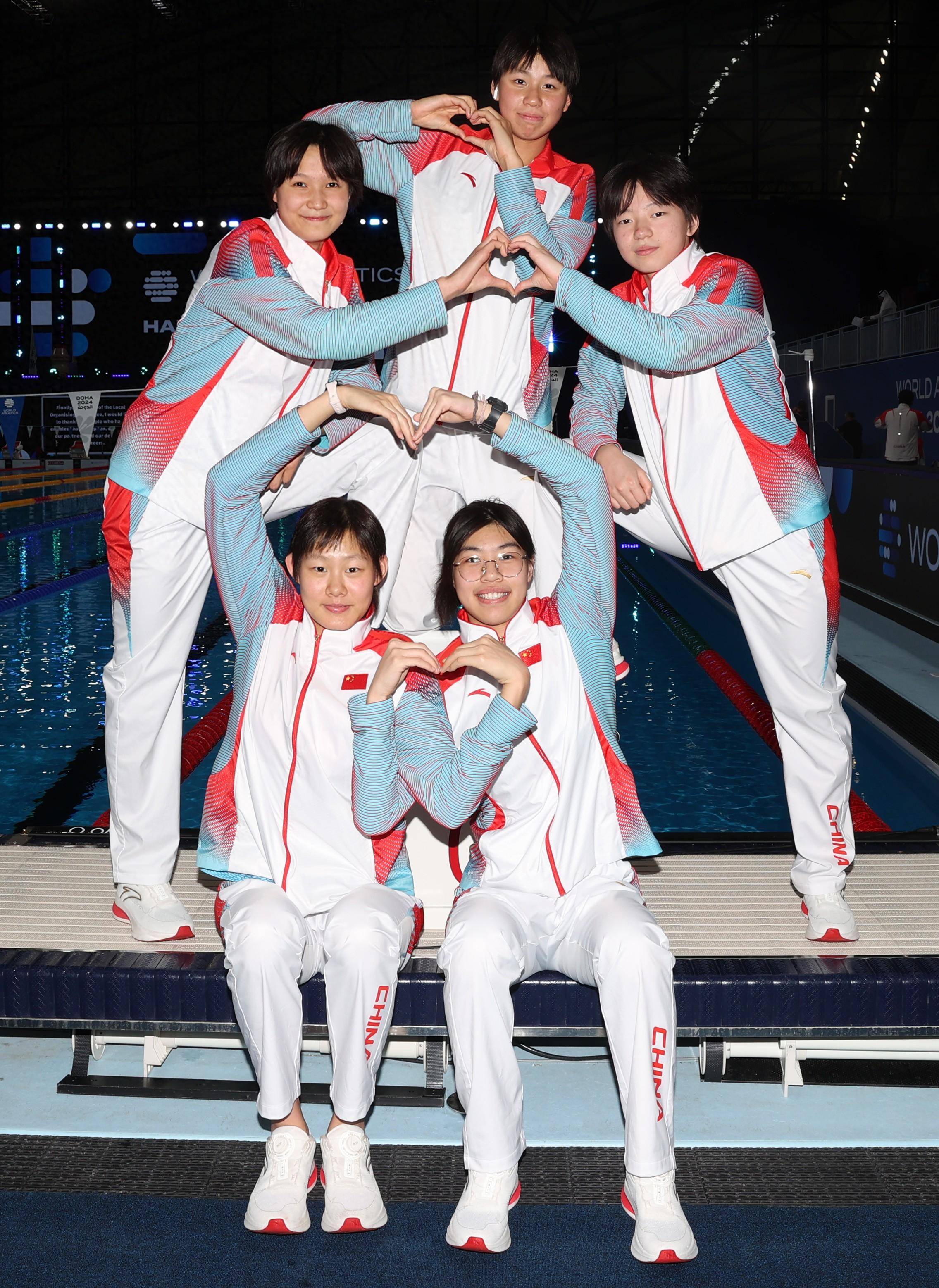 中国游泳队成员世锦赛收官日留影